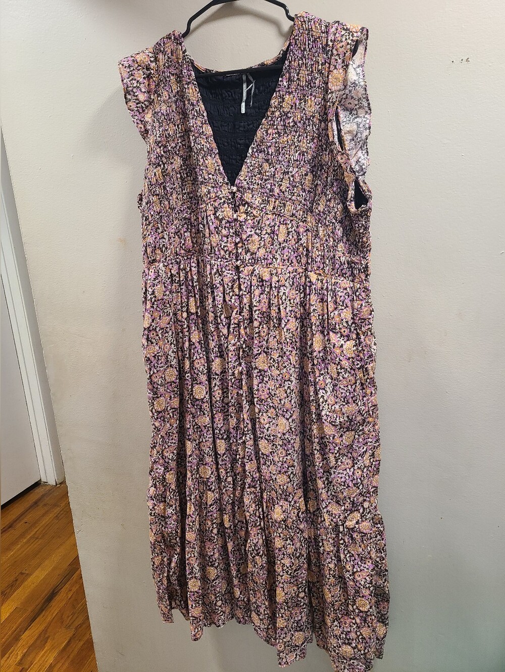 Anthropologie The Peregrine Midi Dress Size 2XL Bohemian Floral Ruffles